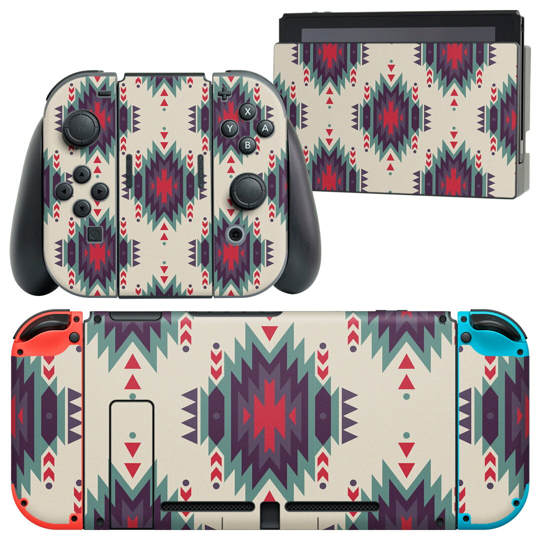 製品名 Nintendo Switch 本体裏面＆ドック正面＆ジョイコン専用 デザインスキンシール セット内容 Nintendo Switch 本体＆ドック＆ジョイコン用スキンシール（各1枚） ニンテンドースイッチ専用です。携帯機のSwitch LiteやProコンには対応していません。 商品特徴 再剥離性シートを素材に採用し、細かな位置調整がしやすく貼り直しが容易です。専用の業務プリンターを使い、商品画像と遜色のない美しい印刷仕上がり。 注意事項 画像はサンプルですので、ご覧の環境によっては多少色味に違いを感じる場合がございます。 イメージと違った、モニターと色味が異なるという理由での交換や返金はご対応出来かねます。スキンシールのみの販売で、ニンテンドースイッチ本体などは付属しません。シワができた場合、ドライヤーなどで軽く温め、外側に向けてシワを伸ばすように貼ってください。初回貼付時の位置調整や貼り直しは可能ですが、しっかりと押し付けて接着させた後の再剥離、再利用は保証しておりません。また接着部に油分や汚れが付着しますと角の部分は剥がれやすくなりますので、貼付時はあまり触れないようにご注意ください。無地のセミグロスシートにデザインをプリントした商品で、デコなどの加工はございません。 凹凸や光沢があるように見えたり布地や金属を素材にしたように見える商品もありますが、デザインの図版によるものです。印刷時に微妙な画像のズレが生じる場合がございます。ご注文後に1点1点制作する受注生産品の為、不良品以外のご返品や交換は固くお断りします。当店における繰り返しの実機テストでは問題ありませんでしたが、経過年数や使用環境により、シールを剥がす際に本体の塗装が一部剥がれる可能性があります。恐れ入りますが、万が一そのような状況になった場合でも当店ではゲーム機本体の保証は出来かねますので、予めご理解の上お求めください。 商品発送 完全受注生産のハンドメイド商品となりますので、既製品と比べて発送までお時間を頂いています。 基本的に決済確認後2?3営業日、最大で10営業日での発送となります。繁忙期や休業日明けの場合はさらに時間がかかる場合があります。 その際には別途メールにてご連絡致します。メール便の場合、発送日から到着までに2?4日ほどかかる場合が多く、紛失などの保障もご対応できかねます。あらかじめご了承下さい。