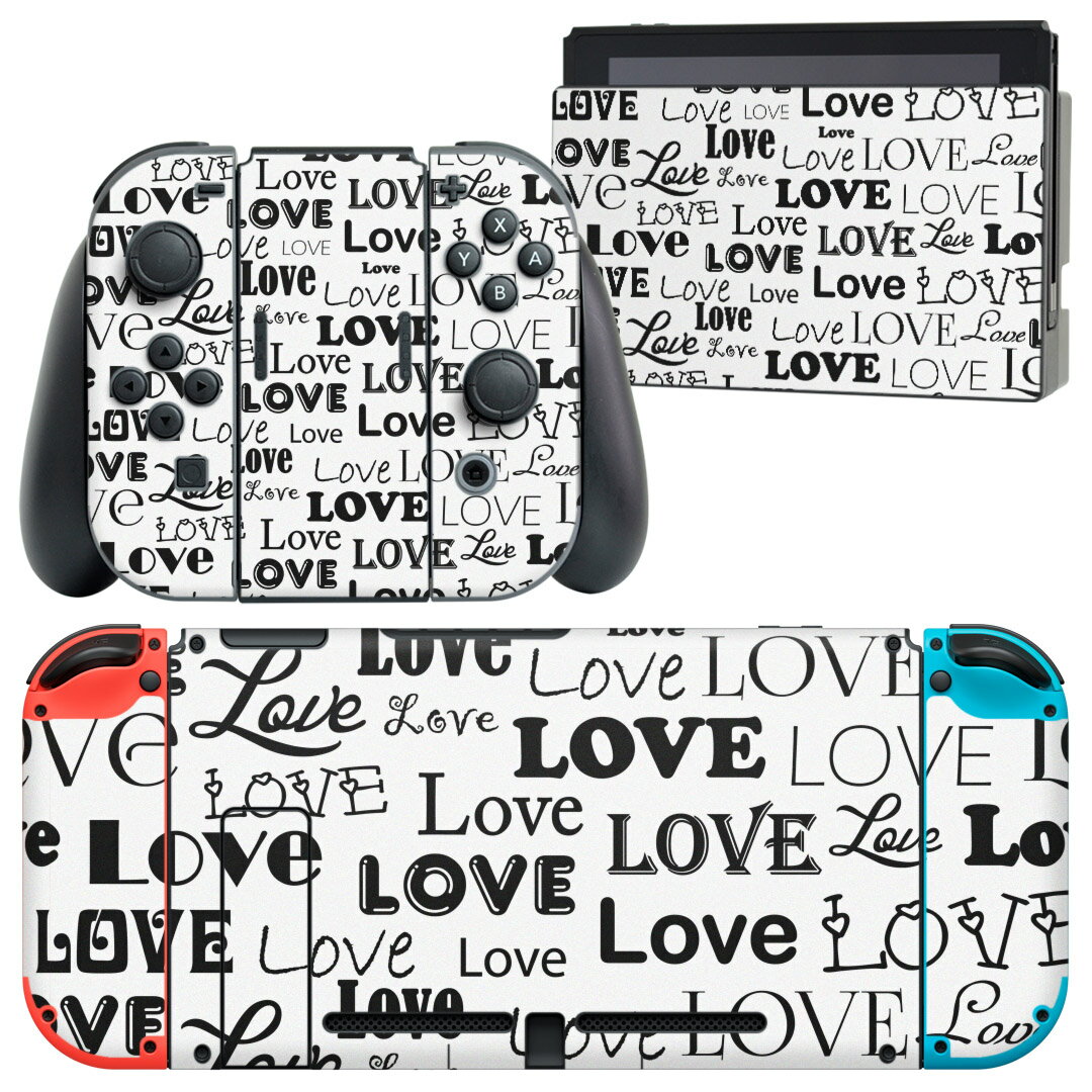 igsticker Nintendo Switch 用 デザインスキンシール 任天堂 ニンテンドー スイッチ 専用 本体ドック Joy-Con Joycon ジョイコン 専用 ゲーム機 カバー アクセサリー フィルム ステッカー 010747 英語 文字 LOVE