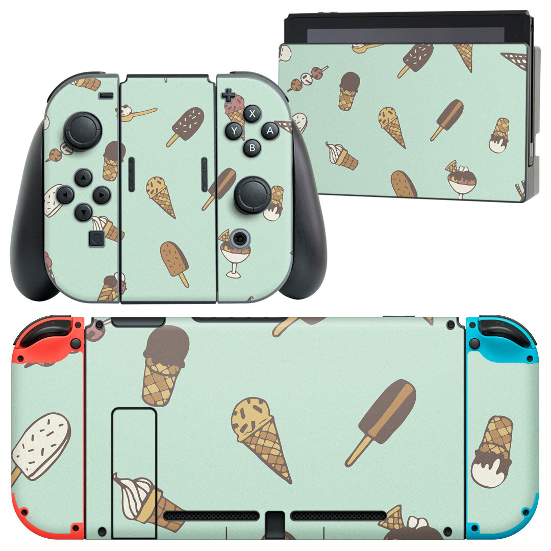 製品名 Nintendo Switch 本体裏面＆ドック正面＆ジョイコン専用 デザインスキンシール セット内容 Nintendo Switch 本体＆ドック＆ジョイコン用スキンシール（各1枚） ニンテンドースイッチ専用です。携帯機のSwitch LiteやProコンには対応していません。 商品特徴 再剥離性シートを素材に採用し、細かな位置調整がしやすく貼り直しが容易です。専用の業務プリンターを使い、商品画像と遜色のない美しい印刷仕上がり。 注意事項 画像はサンプルですので、ご覧の環境によっては多少色味に違いを感じる場合がございます。 イメージと違った、モニターと色味が異なるという理由での交換や返金はご対応出来かねます。スキンシールのみの販売で、ニンテンドースイッチ本体などは付属しません。シワができた場合、ドライヤーなどで軽く温め、外側に向けてシワを伸ばすように貼ってください。初回貼付時の位置調整や貼り直しは可能ですが、しっかりと押し付けて接着させた後の再剥離、再利用は保証しておりません。また接着部に油分や汚れが付着しますと角の部分は剥がれやすくなりますので、貼付時はあまり触れないようにご注意ください。無地のセミグロスシートにデザインをプリントした商品で、デコなどの加工はございません。 凹凸や光沢があるように見えたり布地や金属を素材にしたように見える商品もありますが、デザインの図版によるものです。印刷時に微妙な画像のズレが生じる場合がございます。ご注文後に1点1点制作する受注生産品の為、不良品以外のご返品や交換は固くお断りします。当店における繰り返しの実機テストでは問題ありませんでしたが、経過年数や使用環境により、シールを剥がす際に本体の塗装が一部剥がれる可能性があります。恐れ入りますが、万が一そのような状況になった場合でも当店ではゲーム機本体の保証は出来かねますので、予めご理解の上お求めください。 商品発送 完全受注生産のハンドメイド商品となりますので、既製品と比べて発送までお時間を頂いています。 基本的に決済確認後2?3営業日、最大で10営業日での発送となります。繁忙期や休業日明けの場合はさらに時間がかかる場合があります。 その際には別途メールにてご連絡致します。メール便の場合、発送日から到着までに2?4日ほどかかる場合が多く、紛失などの保障もご対応できかねます。あらかじめご了承下さい。