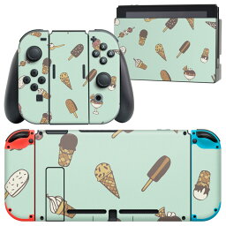 igsticker Nintendo Switch 用 デザインスキンシール 任天堂 ニンテンドー スイッチ 専用 本体ドック Joy-Con Joycon ジョイコン 専用 ゲーム機 カバー アクセサリー フィルム ステッカー 010780 アイス　デザート　緑