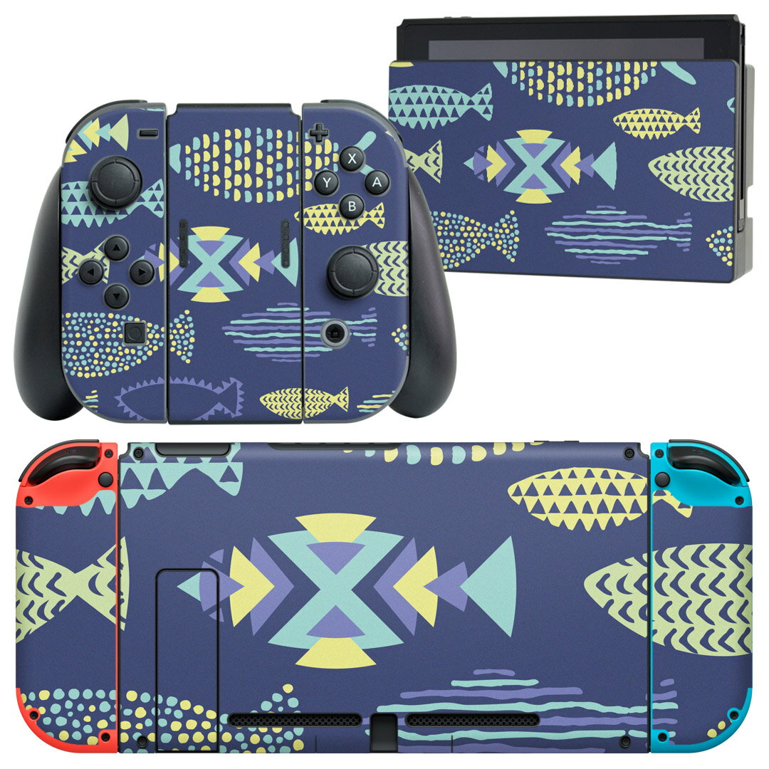 製品名 Nintendo Switch 本体裏面＆ドック正面＆ジョイコン専用 デザインスキンシール セット内容 Nintendo Switch 本体＆ドック＆ジョイコン用スキンシール（各1枚） ニンテンドースイッチ専用です。携帯機のSwitch LiteやProコンには対応していません。 商品特徴 再剥離性シートを素材に採用し、細かな位置調整がしやすく貼り直しが容易です。専用の業務プリンターを使い、商品画像と遜色のない美しい印刷仕上がり。 注意事項 画像はサンプルですので、ご覧の環境によっては多少色味に違いを感じる場合がございます。 イメージと違った、モニターと色味が異なるという理由での交換や返金はご対応出来かねます。スキンシールのみの販売で、ニンテンドースイッチ本体などは付属しません。シワができた場合、ドライヤーなどで軽く温め、外側に向けてシワを伸ばすように貼ってください。初回貼付時の位置調整や貼り直しは可能ですが、しっかりと押し付けて接着させた後の再剥離、再利用は保証しておりません。また接着部に油分や汚れが付着しますと角の部分は剥がれやすくなりますので、貼付時はあまり触れないようにご注意ください。無地のセミグロスシートにデザインをプリントした商品で、デコなどの加工はございません。 凹凸や光沢があるように見えたり布地や金属を素材にしたように見える商品もありますが、デザインの図版によるものです。印刷時に微妙な画像のズレが生じる場合がございます。ご注文後に1点1点制作する受注生産品の為、不良品以外のご返品や交換は固くお断りします。当店における繰り返しの実機テストでは問題ありませんでしたが、経過年数や使用環境により、シールを剥がす際に本体の塗装が一部剥がれる可能性があります。恐れ入りますが、万が一そのような状況になった場合でも当店ではゲーム機本体の保証は出来かねますので、予めご理解の上お求めください。 商品発送 完全受注生産のハンドメイド商品となりますので、既製品と比べて発送までお時間を頂いています。 基本的に決済確認後2?3営業日、最大で10営業日での発送となります。繁忙期や休業日明けの場合はさらに時間がかかる場合があります。 その際には別途メールにてご連絡致します。メール便の場合、発送日から到着までに2?4日ほどかかる場合が多く、紛失などの保障もご対応できかねます。あらかじめご了承下さい。