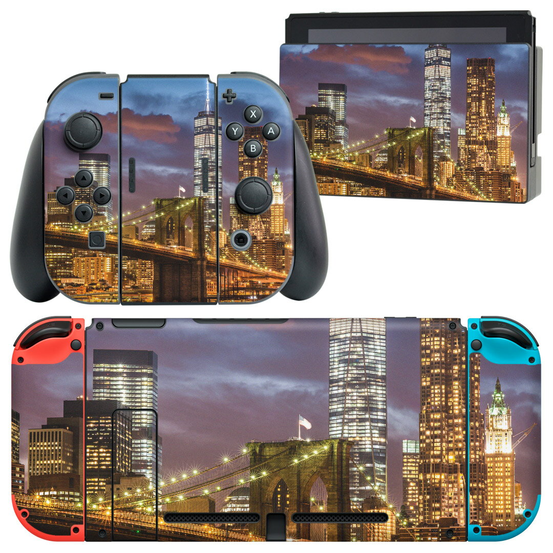 igsticker Nintendo Switch 用 デザインスキンシール 任天堂 ニンテンドー スイッチ 専用 本体ドック Joy-Con Joycon ジョイコン 専用 ゲーム機 カバー アクセサリー フィルム ステッカー 010801 夜景 風景 写真