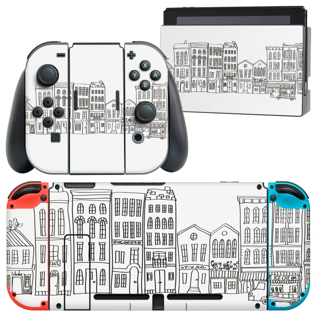 igsticker Nintendo Switch 用 デザインスキンシール 任天堂 ニンテンドー スイッチ 専用 本体ドック Joy-Con Joycon ジョイコン 専用 ゲーム機 カバー アクセサリー フィルム ステッカー 010841 風景　イラスト　シンプル