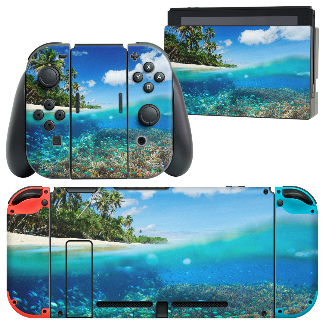 igsticker Nintendo Switch 用 デザインスキンシール 任天堂 ニンテンドー スイッチ 専用 本体ドック Joy-Con Joycon ジョイコン 専用 ゲーム機 カバー アクセサリー フィルム ステッカー 010843 海　砂浜　写真