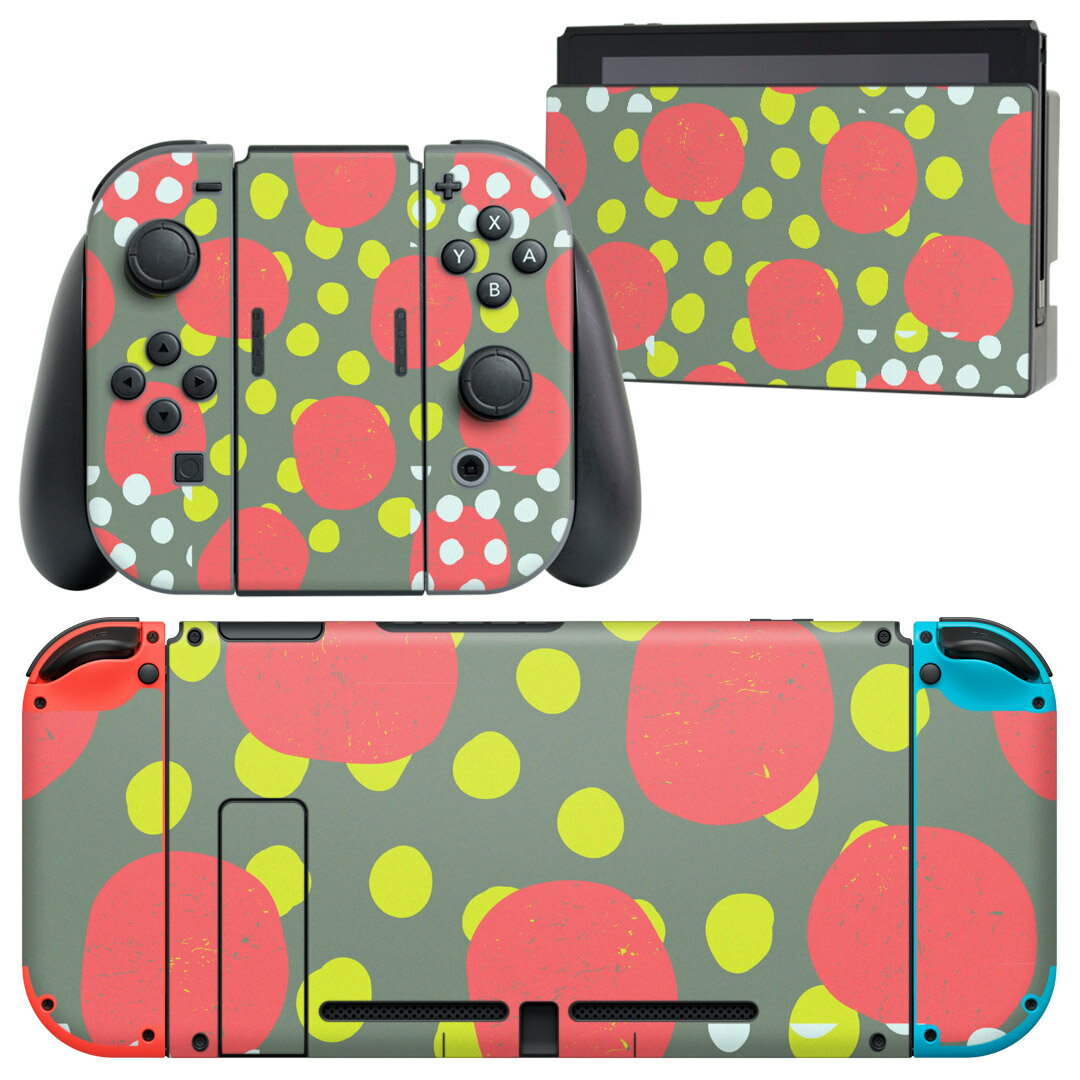 igsticker Nintendo Switch 用 デザインスキンシール 任天堂 ニンテンドー スイッチ 専用 本体ドック Joy-Con Joycon ジョイコン 専用 ゲーム機 カバー アクセサリー フィルム ステッカー 010860 イラスト カラフル