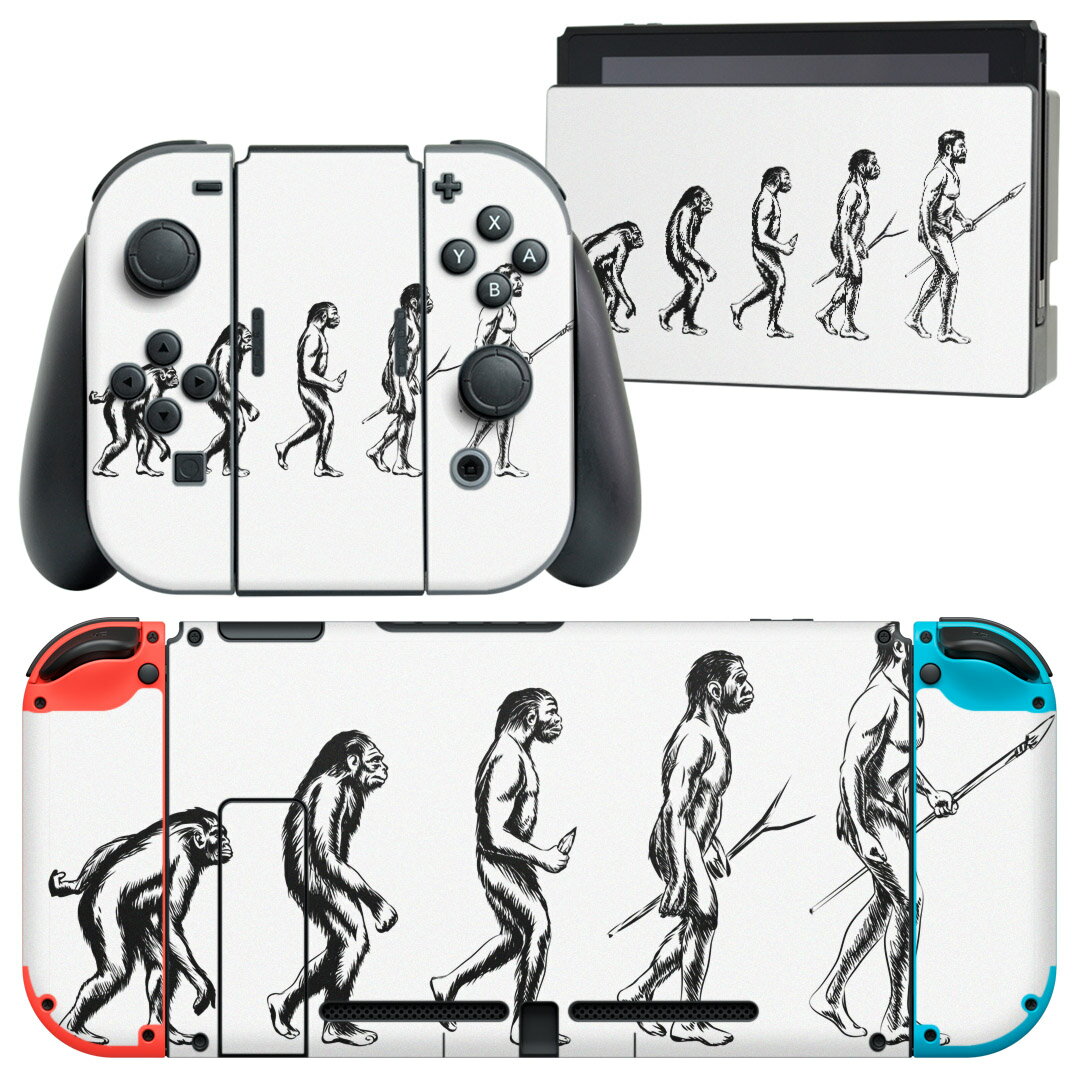 igsticker Nintendo Switch 用 デザインスキンシール 任天堂 ニンテンドー スイッチ 専用 本体ドック Joy-Con Joycon ジョイコン 専用 ゲーム機 カバー アクセサリー フィルム ステッカー 010970 人物　猿　人間