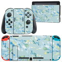 igsticker Nintendo Switch 用 デザインスキンシール 任天堂 ニンテンドー スイッチ 専用 本体ドック Joy-Con Joycon ジョイコン 専用 ゲーム機 カバー アクセサリー フィルム ステッカー 011076 水彩 植物 水色