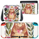 igsticker Nintendo Switch 用 デザインスキンシール 任天堂 ニンテンドー スイッチ 専用 本体ドック Joy-Con Joycon ジョイコン 専用 ゲーム機 カバー アクセサリー フィルム ステッカー 011077 動物　くま　蜂　花