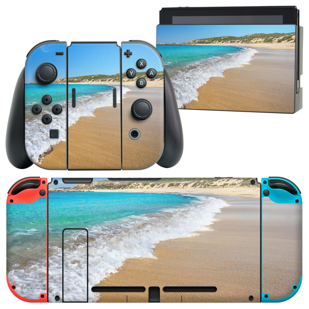 igsticker Nintendo Switch 用 デザインスキンシール 任天堂 ニンテンドー スイッチ 専用 本体ドック Joy-Con Joycon ジョイコン 専用 ゲーム機 カバー アクセサリー フィルム ステッカー 011087 海 ビーチ 写真