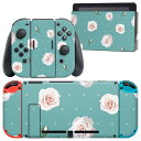 igsticker Nintendo Switch 用 デザインスキンシール 任天堂 ニンテンドー スイッチ 専用 本体ドック Joy-Con Joycon ジョイコン 専用 ゲーム機 カバー アクセサリー フィルム ステッカー 011099 花 水玉 緑(2)