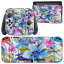 igsticker Nintendo Switch 用 デザインスキンシール 任天堂 ニンテンドー スイッチ 専用 本体ドック Joy-Con Joycon ジョイコン 専用 ゲーム機 カバー アクセサリー フィルム ステッカー 011152 花 水彩 カラフル