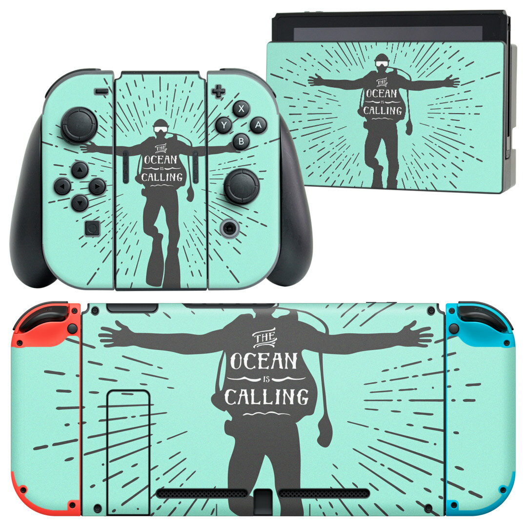 igsticker Nintendo Switch 用 デザインスキンシール 任天堂 ニンテンドー スイッチ 専用 本体ドック Joy-Con Joycon ジョイコン 専用 ゲーム機 カバー アクセサリー フィルム ステッカー 011165 海 ダイビング 夏