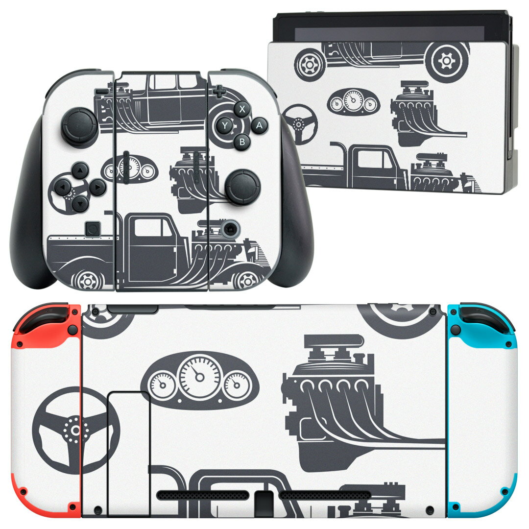 igsticker Nintendo Switch 用 デザインスキンシール 任天堂 ニンテンドー スイッチ 専用 本体ドック Joy-Con Joycon ジョイコン 専用 ゲーム機 カバー アクセサリー フィルム ステッカー 011204 車 乗り物 レトロ