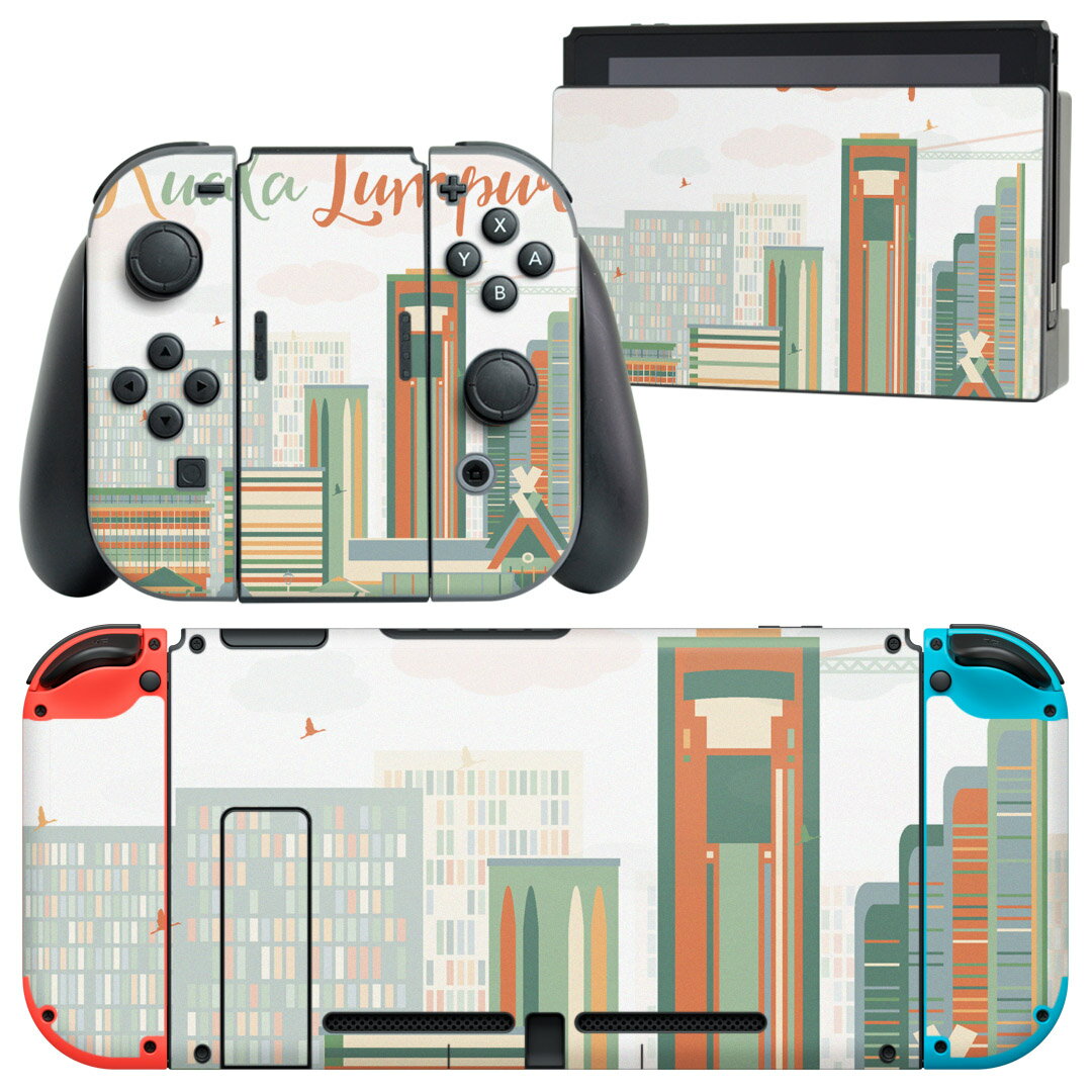 igsticker Nintendo Switch 用 デザインスキンシール 任天堂 ニンテンドー スイッチ 専用 本体ドック Joy-Con Joycon ジョイコン 専用 ゲーム機 カバー アクセサリー フィルム ステッカー 011210 マレーシア　外国　建物