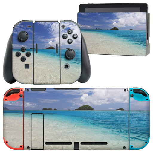 igsticker Nintendo Switch 用 デザインスキンシール 任天堂 ニンテンドー スイッチ 専用 本体ドック Joy-Con Joycon ジョイコン 専用 ゲーム機 カバー アクセサリー フィルム ステッカー 011230 海 ビーチ リゾート