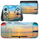 igsticker Nintendo Switch 用 デザインスキンシール 任天堂 ニンテンドー スイッチ 専用 本体ドック Joy-Con Joycon ジョイコン 専用 ゲーム機 カバー アクセサリー フィルム ステッカー 011256 海　ビーチ　夕日