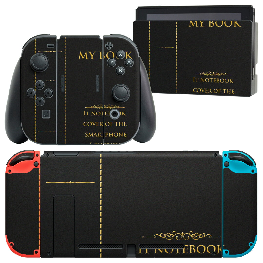 igsticker Nintendo Switch 用 デザインスキンシール 任天堂 ニンテンドー スイッチ 専用 本体ドック Joy-Con Joycon ジョイコン 専用 ゲーム機 カバー アクセサリー フィルム ステッカー 011341 本　英語　黒