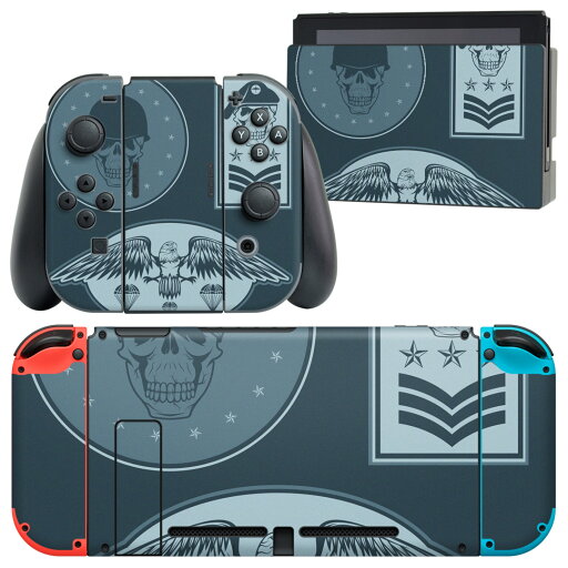 igsticker Nintendo Switch 用 デザインスキンシール 任天堂 ニンテンドー スイッチ 専用 本体ドック Joy-Con Joycon ジョイコン 専用 ゲーム機 カバー アクセサリー フィルム ステッカー 011502 骸骨 階級 星