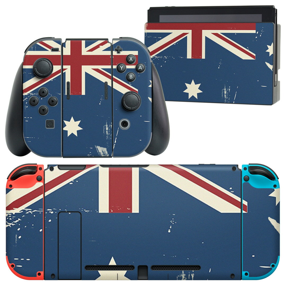 igsticker Nintendo Switch 用 デザインスキンシール 任天堂 ニンテンドー スイッチ 専用 本体ドック Joy-Con Joycon ジョイコン 専用 ゲーム機 カバー アクセサリー フィルム ステッカー 011610 オーストラリア　外国　国旗