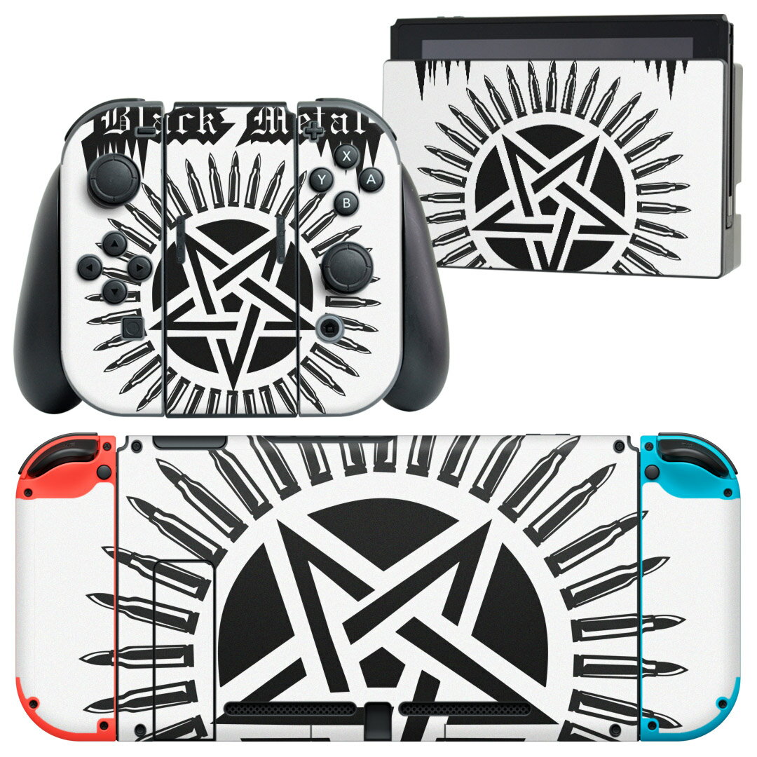 igsticker Nintendo Switch 用 デザインスキンシール 任天堂 ニンテンドー スイッチ 専用 本体ドック Joy-Con Joycon ジョイコン 専用 ゲーム機 カバー アクセサリー フィルム ステッカー 011626 黒　白　英語