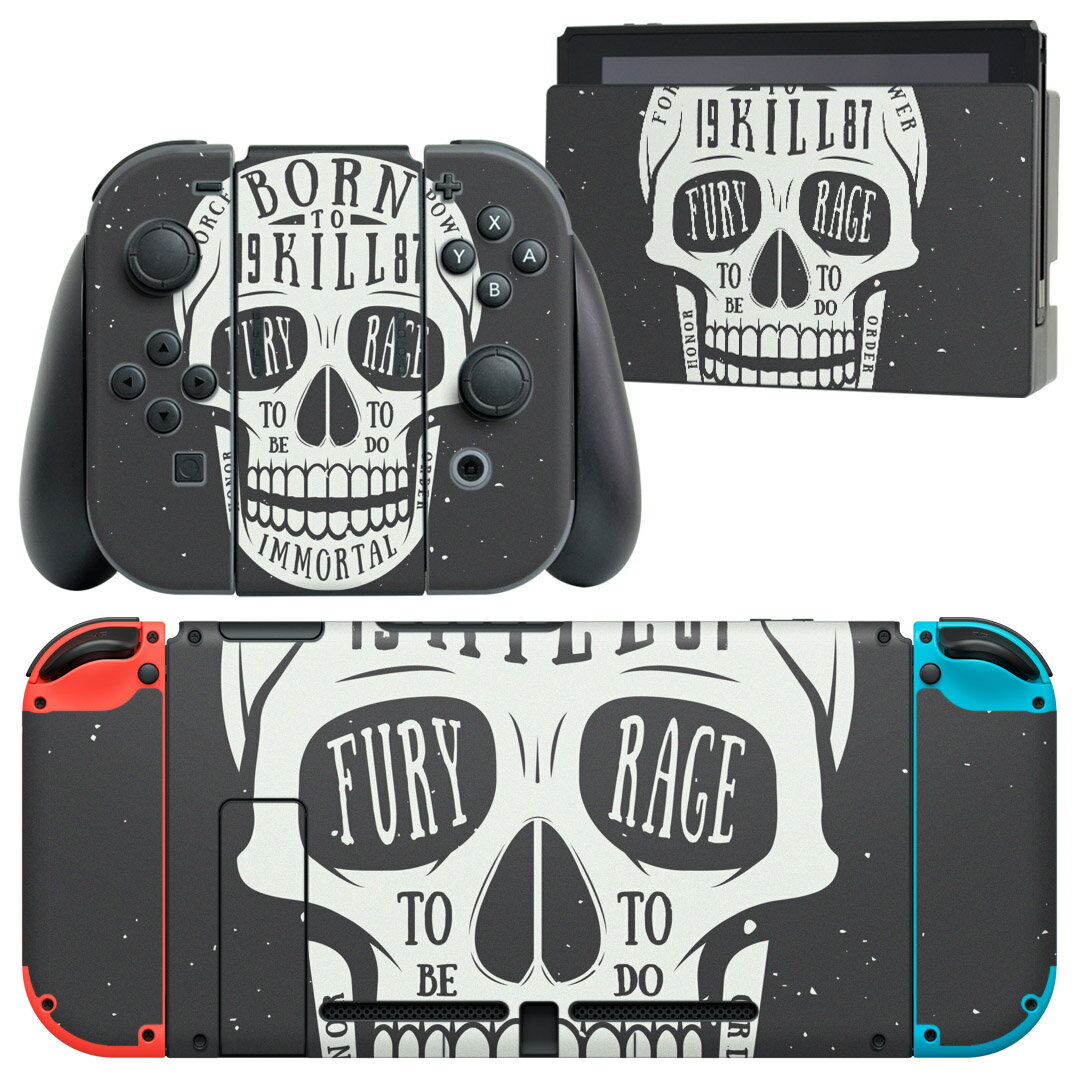 igsticker Nintendo Switch 用 デザインスキンシール 任天堂 ニンテンドー スイッチ 専用 本体ドック Joy-Con Joycon ジョイコン 専用 ゲーム機 カバー アクセサリー フィルム ステッカー 011653 骸骨　ドクロ　英語