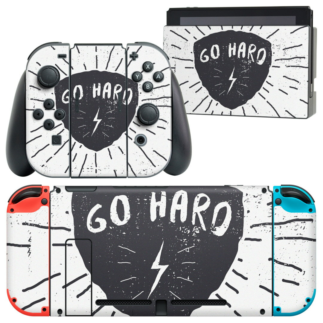 igsticker Nintendo Switch 用 デザインスキンシール 任天堂 ニンテンドー スイッチ 専用 本体ドック Joy-Con Joycon ジョイコン 専用 ゲーム機 カバー アクセサリー フィルム ステッカー 011661 太陽 雷 英語