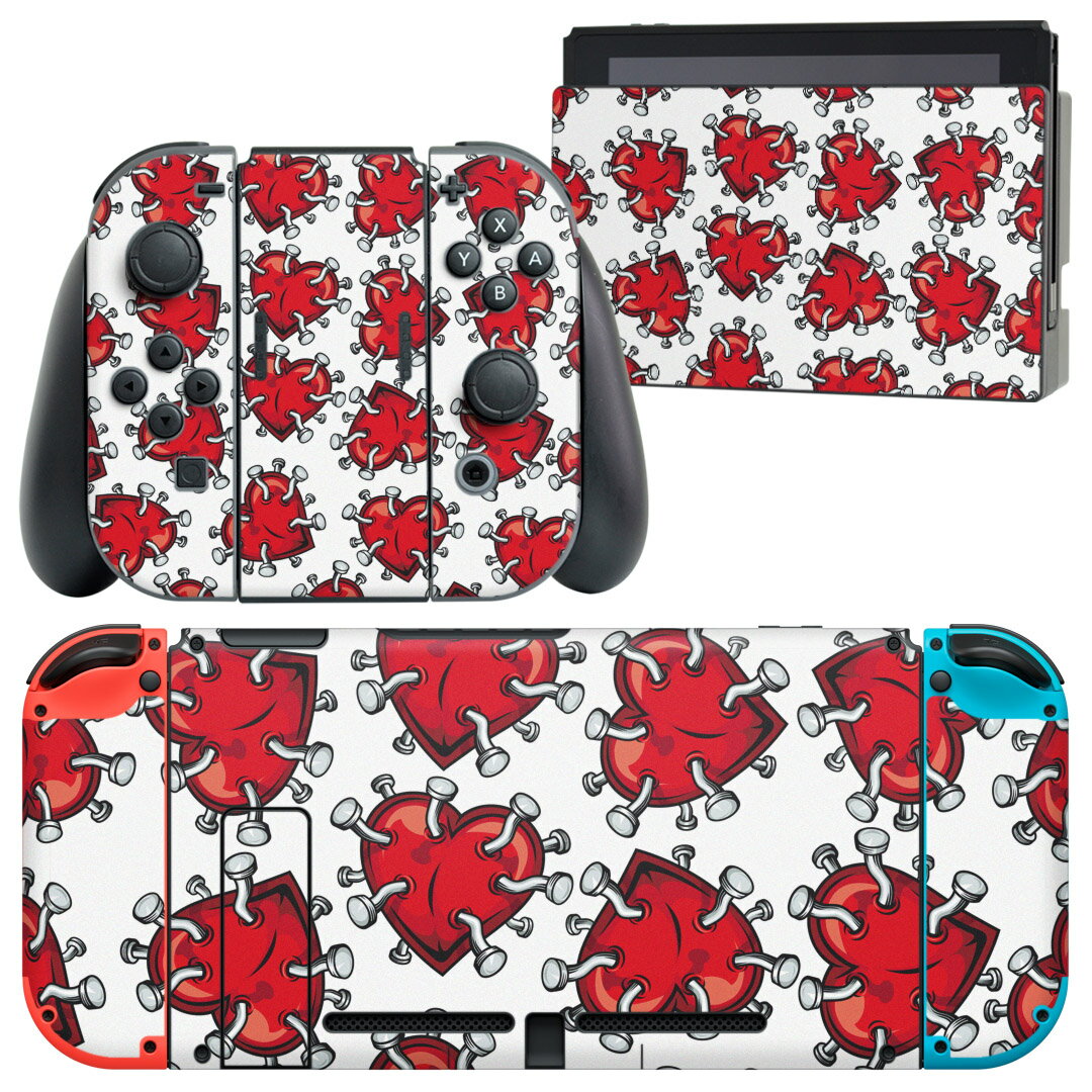 製品名 Nintendo Switch 本体裏面＆ドック正面＆ジョイコン専用 デザインスキンシール セット内容 Nintendo Switch 本体＆ドック＆ジョイコン用スキンシール（各1枚） ニンテンドースイッチ専用です。携帯機のSwitch LiteやProコンには対応していません。 商品特徴 再剥離性シートを素材に採用し、細かな位置調整がしやすく貼り直しが容易です。専用の業務プリンターを使い、商品画像と遜色のない美しい印刷仕上がり。 注意事項 画像はサンプルですので、ご覧の環境によっては多少色味に違いを感じる場合がございます。 イメージと違った、モニターと色味が異なるという理由での交換や返金はご対応出来かねます。スキンシールのみの販売で、ニンテンドースイッチ本体などは付属しません。シワができた場合、ドライヤーなどで軽く温め、外側に向けてシワを伸ばすように貼ってください。初回貼付時の位置調整や貼り直しは可能ですが、しっかりと押し付けて接着させた後の再剥離、再利用は保証しておりません。また接着部に油分や汚れが付着しますと角の部分は剥がれやすくなりますので、貼付時はあまり触れないようにご注意ください。無地のセミグロスシートにデザインをプリントした商品で、デコなどの加工はございません。 凹凸や光沢があるように見えたり布地や金属を素材にしたように見える商品もありますが、デザインの図版によるものです。印刷時に微妙な画像のズレが生じる場合がございます。ご注文後に1点1点制作する受注生産品の為、不良品以外のご返品や交換は固くお断りします。当店における繰り返しの実機テストでは問題ありませんでしたが、経過年数や使用環境により、シールを剥がす際に本体の塗装が一部剥がれる可能性があります。恐れ入りますが、万が一そのような状況になった場合でも当店ではゲーム機本体の保証は出来かねますので、予めご理解の上お求めください。 商品発送 完全受注生産のハンドメイド商品となりますので、既製品と比べて発送までお時間を頂いています。 基本的に決済確認後2?3営業日、最大で10営業日での発送となります。繁忙期や休業日明けの場合はさらに時間がかかる場合があります。 その際には別途メールにてご連絡致します。メール便の場合、発送日から到着までに2?4日ほどかかる場合が多く、紛失などの保障もご対応できかねます。あらかじめご了承下さい。