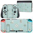 igsticker Nintendo Switch 用 デザインスキンシール 任天堂 ニンテンドー スイッチ 専用 本体ドック Joy-Con Joycon ジョイコン 専用 ゲーム機 カバー アクセサリー フィルム ステッカー 011677 船 碇 海(2)