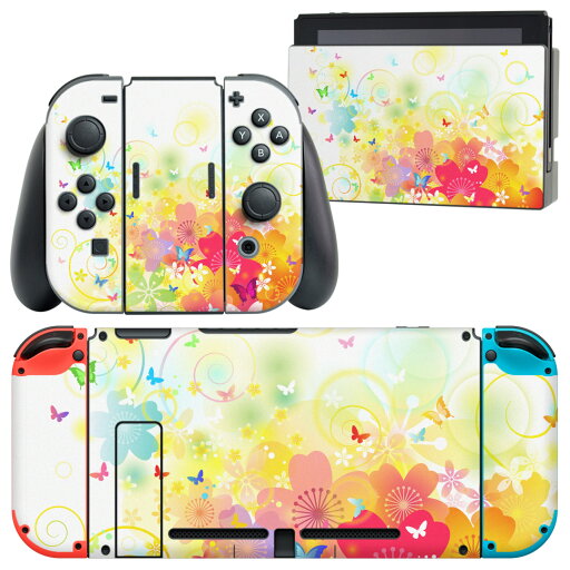 igsticker Nintendo Switch 用 デザインスキンシール 任天堂 ニンテンドー スイッチ 専用 本体ドック Joy-Con Joycon ジョイコン 専用 ゲーム機 カバー アクセサリー フィルム ステッカー 011703 花 蝶 カラフル igsticker Nintendo Switch 用 デザインスキンシール 任天堂 ニンテンドー スイッチ 専用 本体ドック Joy-Con Joycon ジョイコン 専用 ゲーム機 カバー アクセサリー フィルム ステッカー 011703 花 蝶 カラフル