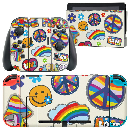 igsticker Nintendo Switch 用 デザインスキンシール 任天堂 ニンテンドー スイッチ 専用 本体ドック Joy-Con Joycon ジョイコン 専用 ゲーム機 カバー アクセサリー フィルム ステッカー 011723 LOVE ピース カラフル igsticker Nintendo Switch 用 デザインスキンシール 任天堂 ニンテンドー スイッチ 専用 本体ドック Joy-Con Joycon ジョイコン 専用 ゲーム機 カバー アクセサリー フィルム ステッカー 011723 LOVE ピース カラフル
