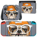 igsticker Nintendo Switch 用 デザインスキンシール 任天堂 ニンテンドー スイッチ 専用 本体ドック Joy-Con Joycon ジョイコン 専用 ゲーム機 カバー アクセサリー フィルム ステッカー 011757 犬 帽子 サングラス