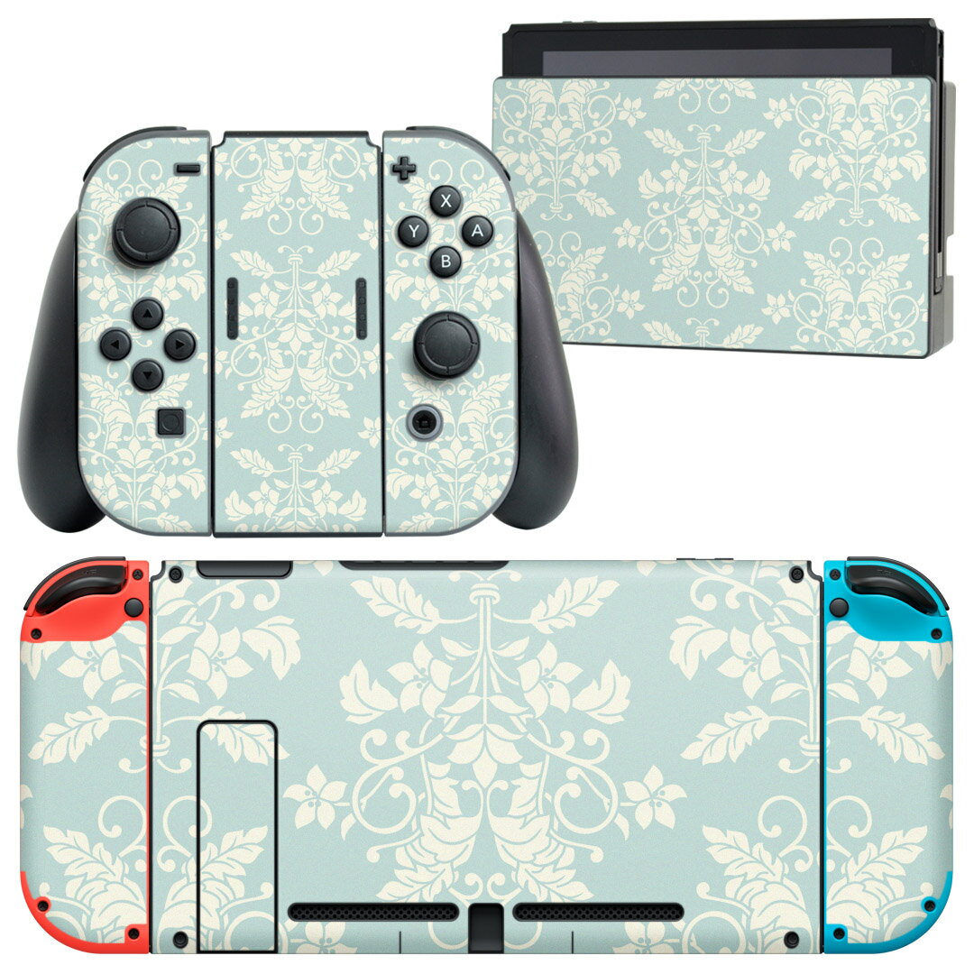 igsticker Nintendo Switch 用 デザインスキンシール 任天堂 ニンテンドー スイッチ 専用 本体ドック Joy-Con Joycon ジョイコン 専用 ゲーム機 カバー アクセサリー フィルム ステッカー 011797 エレガント　模様　パステル