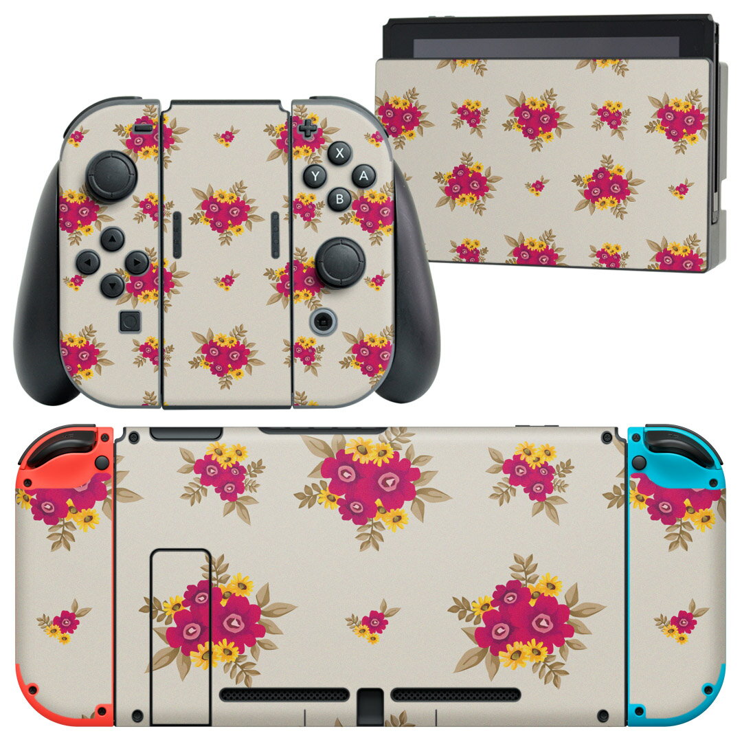 製品名 Nintendo Switch 本体裏面＆ドック正面＆ジョイコン専用 デザインスキンシール セット内容 Nintendo Switch 本体＆ドック＆ジョイコン用スキンシール（各1枚） ニンテンドースイッチ専用です。携帯機のSwitch LiteやProコンには対応していません。 商品特徴 再剥離性シートを素材に採用し、細かな位置調整がしやすく貼り直しが容易です。専用の業務プリンターを使い、商品画像と遜色のない美しい印刷仕上がり。 注意事項 画像はサンプルですので、ご覧の環境によっては多少色味に違いを感じる場合がございます。 イメージと違った、モニターと色味が異なるという理由での交換や返金はご対応出来かねます。スキンシールのみの販売で、ニンテンドースイッチ本体などは付属しません。シワができた場合、ドライヤーなどで軽く温め、外側に向けてシワを伸ばすように貼ってください。初回貼付時の位置調整や貼り直しは可能ですが、しっかりと押し付けて接着させた後の再剥離、再利用は保証しておりません。また接着部に油分や汚れが付着しますと角の部分は剥がれやすくなりますので、貼付時はあまり触れないようにご注意ください。無地のセミグロスシートにデザインをプリントした商品で、デコなどの加工はございません。 凹凸や光沢があるように見えたり布地や金属を素材にしたように見える商品もありますが、デザインの図版によるものです。印刷時に微妙な画像のズレが生じる場合がございます。ご注文後に1点1点制作する受注生産品の為、不良品以外のご返品や交換は固くお断りします。当店における繰り返しの実機テストでは問題ありませんでしたが、経過年数や使用環境により、シールを剥がす際に本体の塗装が一部剥がれる可能性があります。恐れ入りますが、万が一そのような状況になった場合でも当店ではゲーム機本体の保証は出来かねますので、予めご理解の上お求めください。 商品発送 完全受注生産のハンドメイド商品となりますので、既製品と比べて発送までお時間を頂いています。 基本的に決済確認後2?3営業日、最大で10営業日での発送となります。繁忙期や休業日明けの場合はさらに時間がかかる場合があります。 その際には別途メールにてご連絡致します。メール便の場合、発送日から到着までに2?4日ほどかかる場合が多く、紛失などの保障もご対応できかねます。あらかじめご了承下さい。