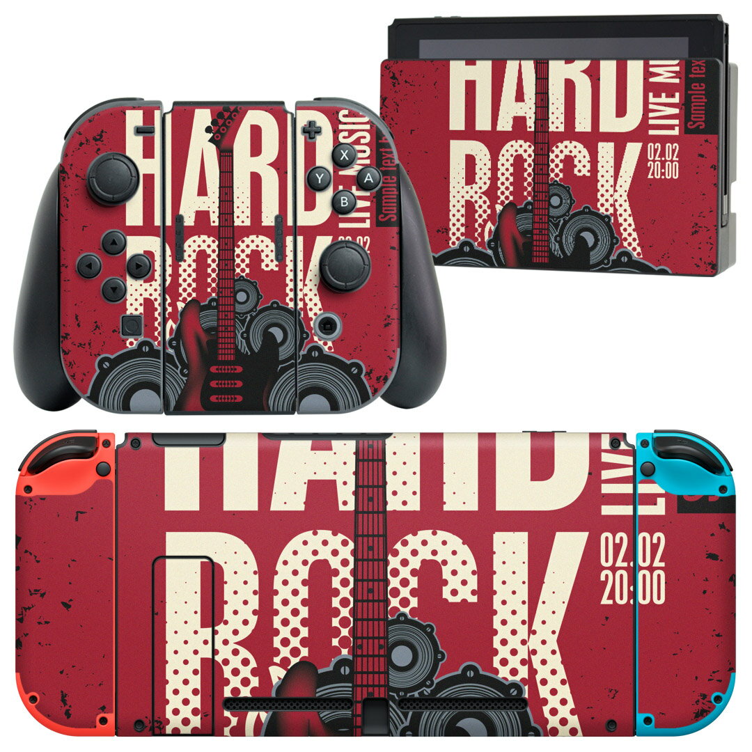 igsticker Nintendo Switch 用 デザインスキンシール 任天堂 ニンテンドー スイッチ 専用 本体ドック Joy-Con Joycon ジョイコン 専用 ゲーム機 カバー アクセサリー フィルム ステッカー 011867 ギター　ロック　かっこいい