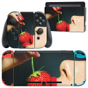 igsticker Nintendo Switch 用 デザインスキンシール 任天堂 ニンテンドー スイッチ 専用 本体ドック Joy-Con Joycon ジョイコン 専用 ゲーム機 カバー アクセサリー フィルム ステッカー 011897 女性 苺(2)
