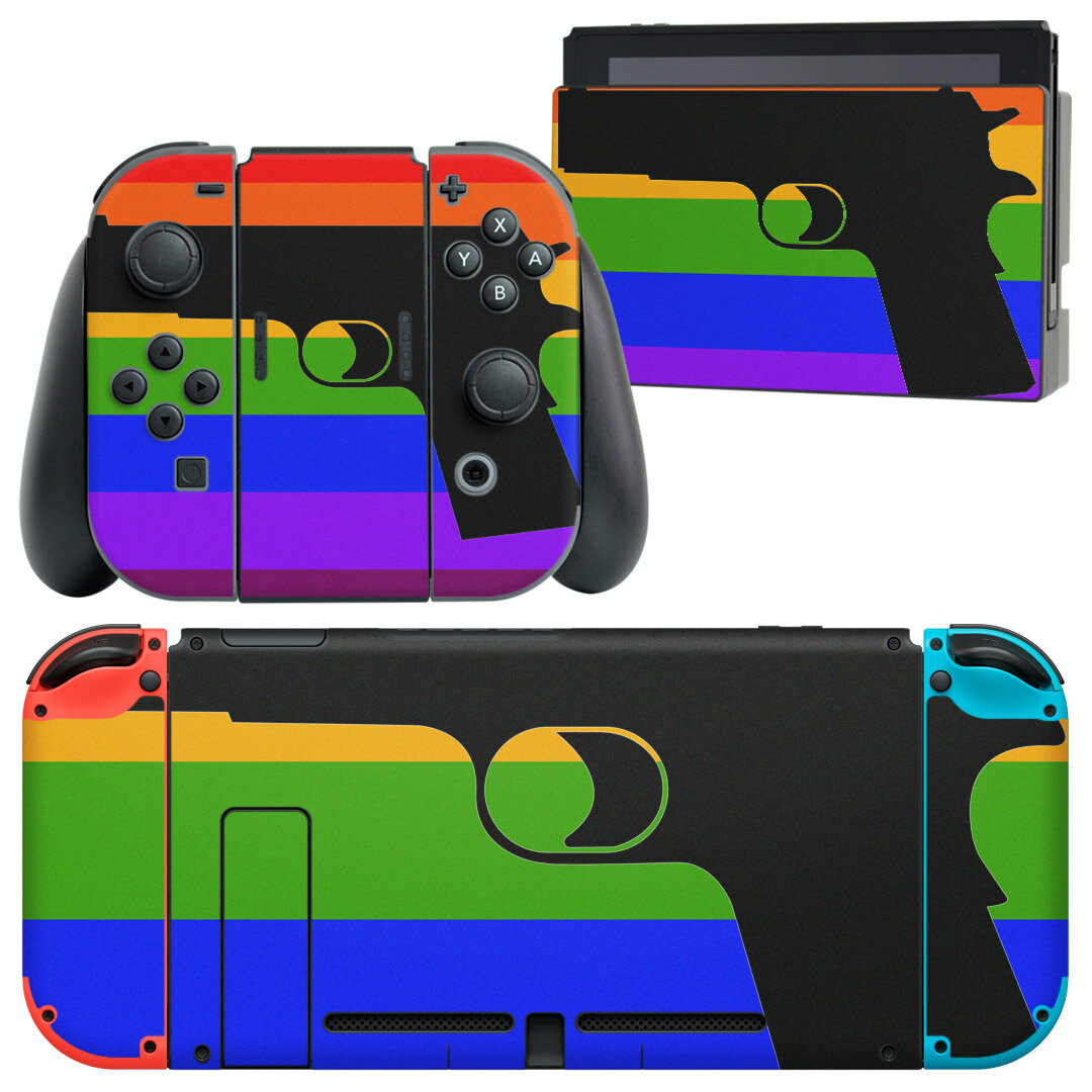 igsticker Nintendo Switch 用 デザインスキンシール 任天堂 ニンテンドー スイッチ 専用 本体ドック Joy-Con Joycon ジョイコン 専用 ゲーム機 カバー アクセサリー フィルム ステッカー 011908 カラフル　かっこいい