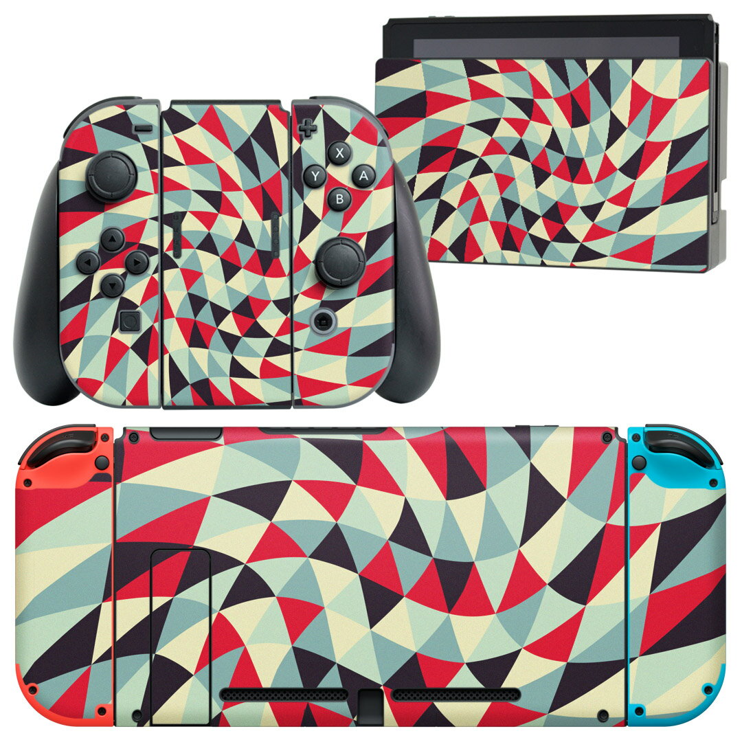 igsticker Nintendo Switch 用 デザインスキンシール 任天堂 ニンテンドー スイッチ 専用 本体ドック Joy-Con Joycon ジョイコン 専用 ゲーム機 カバー アクセサリー フィルム ステッカー 011918 模様　幾何学模様　三角