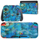 igsticker Nintendo Switch 用 デザインスキンシール 任天堂 ニンテンドー スイッチ 専用 本体ドック Joy-Con Joycon ジョイコン 専用 ゲーム機 カバー アクセサリー フィルム ステッカー 012054 青 水色 絵画(2)