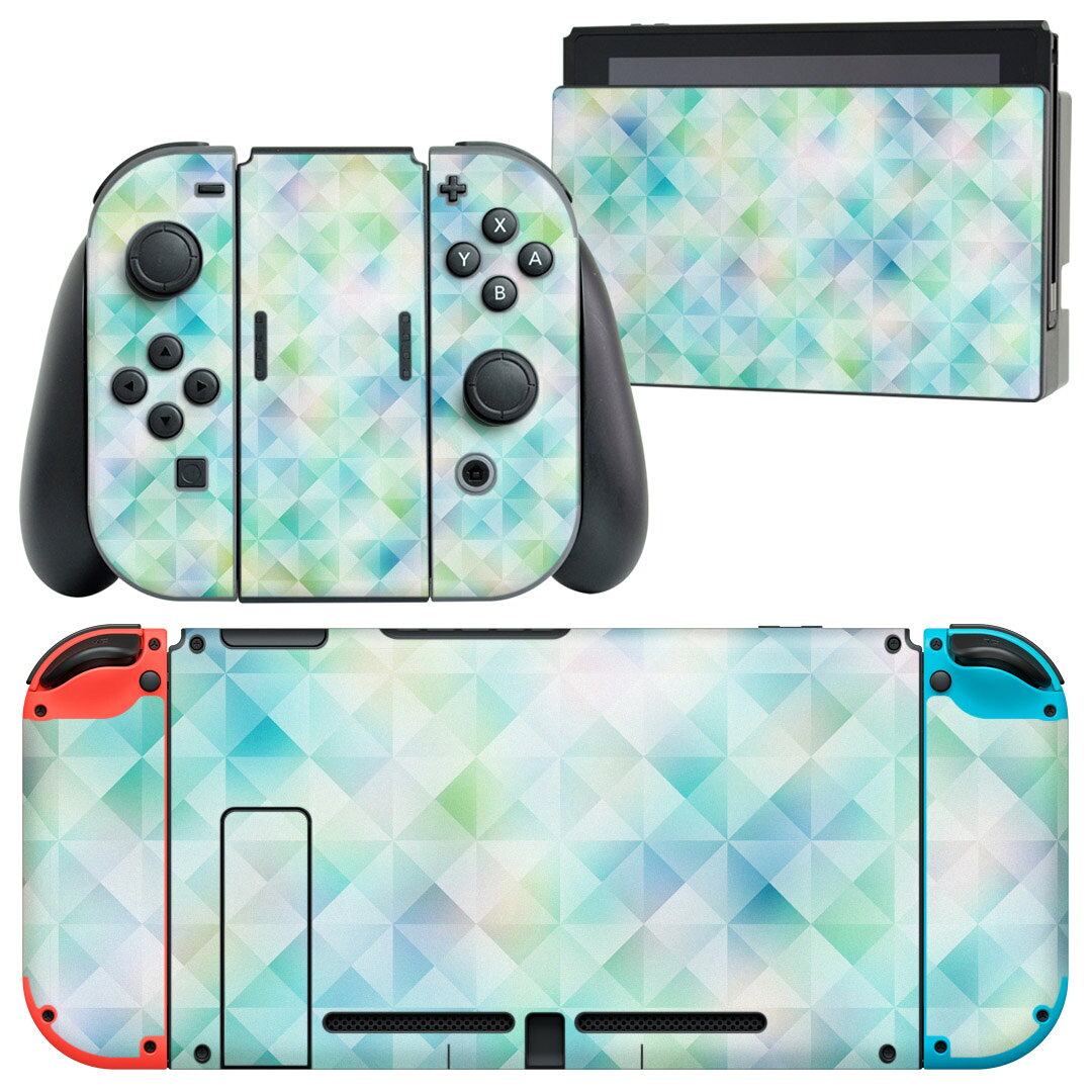 igsticker Nintendo Switch 用 デザインスキンシール 任天堂 ニンテンドー スイッチ 専用 本体ドック Joy-Con Joycon ジョイコン 専用 ゲーム機 カバー アクセサリー フィルム ステッカー 012068 パステル　模様　柄