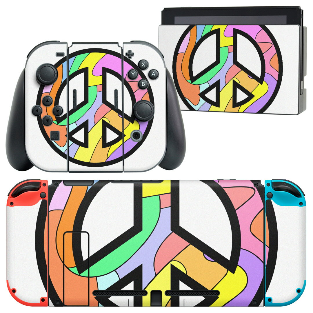 igsticker Nintendo Switch 用 デザインスキンシール 任天堂 ニンテンドー スイッチ 専用 本体ドック Joy-Con Joycon ジョイコン 専用 ゲーム機 カバー アクセサリー フィルム ステッカー 012110 マーク　シンプル　ピース