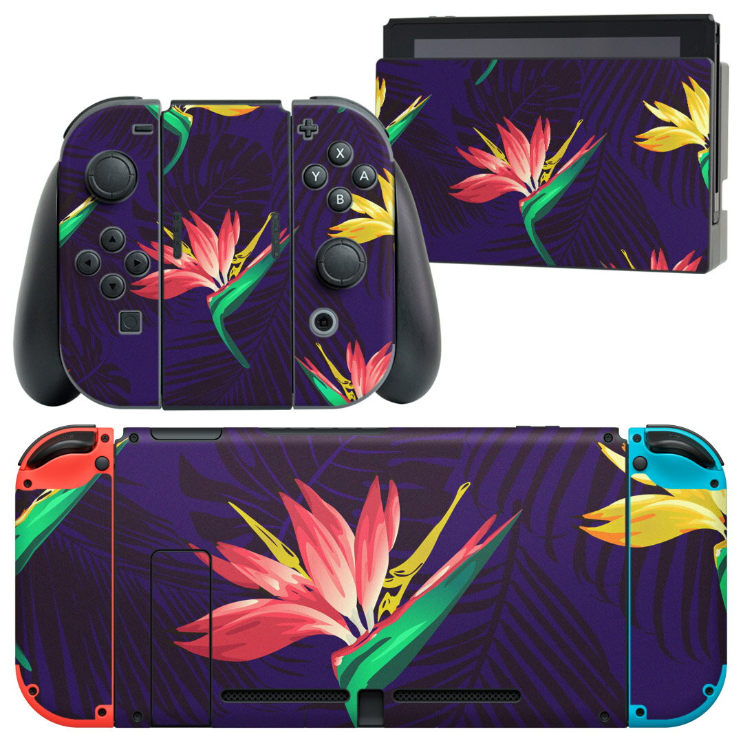 製品名 Nintendo Switch 本体裏面＆ドック正面＆ジョイコン専用 デザインスキンシール セット内容 Nintendo Switch 本体＆ドック＆ジョイコン用スキンシール（各1枚） ニンテンドースイッチ専用です。携帯機のSwitch LiteやProコンには対応していません。 商品特徴 再剥離性シートを素材に採用し、細かな位置調整がしやすく貼り直しが容易です。専用の業務プリンターを使い、商品画像と遜色のない美しい印刷仕上がり。 注意事項 画像はサンプルですので、ご覧の環境によっては多少色味に違いを感じる場合がございます。 イメージと違った、モニターと色味が異なるという理由での交換や返金はご対応出来かねます。スキンシールのみの販売で、ニンテンドースイッチ本体などは付属しません。シワができた場合、ドライヤーなどで軽く温め、外側に向けてシワを伸ばすように貼ってください。初回貼付時の位置調整や貼り直しは可能ですが、しっかりと押し付けて接着させた後の再剥離、再利用は保証しておりません。また接着部に油分や汚れが付着しますと角の部分は剥がれやすくなりますので、貼付時はあまり触れないようにご注意ください。無地のセミグロスシートにデザインをプリントした商品で、デコなどの加工はございません。 凹凸や光沢があるように見えたり布地や金属を素材にしたように見える商品もありますが、デザインの図版によるものです。印刷時に微妙な画像のズレが生じる場合がございます。ご注文後に1点1点制作する受注生産品の為、不良品以外のご返品や交換は固くお断りします。当店における繰り返しの実機テストでは問題ありませんでしたが、経過年数や使用環境により、シールを剥がす際に本体の塗装が一部剥がれる可能性があります。恐れ入りますが、万が一そのような状況になった場合でも当店ではゲーム機本体の保証は出来かねますので、予めご理解の上お求めください。 商品発送 完全受注生産のハンドメイド商品となりますので、既製品と比べて発送までお時間を頂いています。 基本的に決済確認後2?3営業日、最大で10営業日での発送となります。繁忙期や休業日明けの場合はさらに時間がかかる場合があります。 その際には別途メールにてご連絡致します。メール便の場合、発送日から到着までに2?4日ほどかかる場合が多く、紛失などの保障もご対応できかねます。あらかじめご了承下さい。