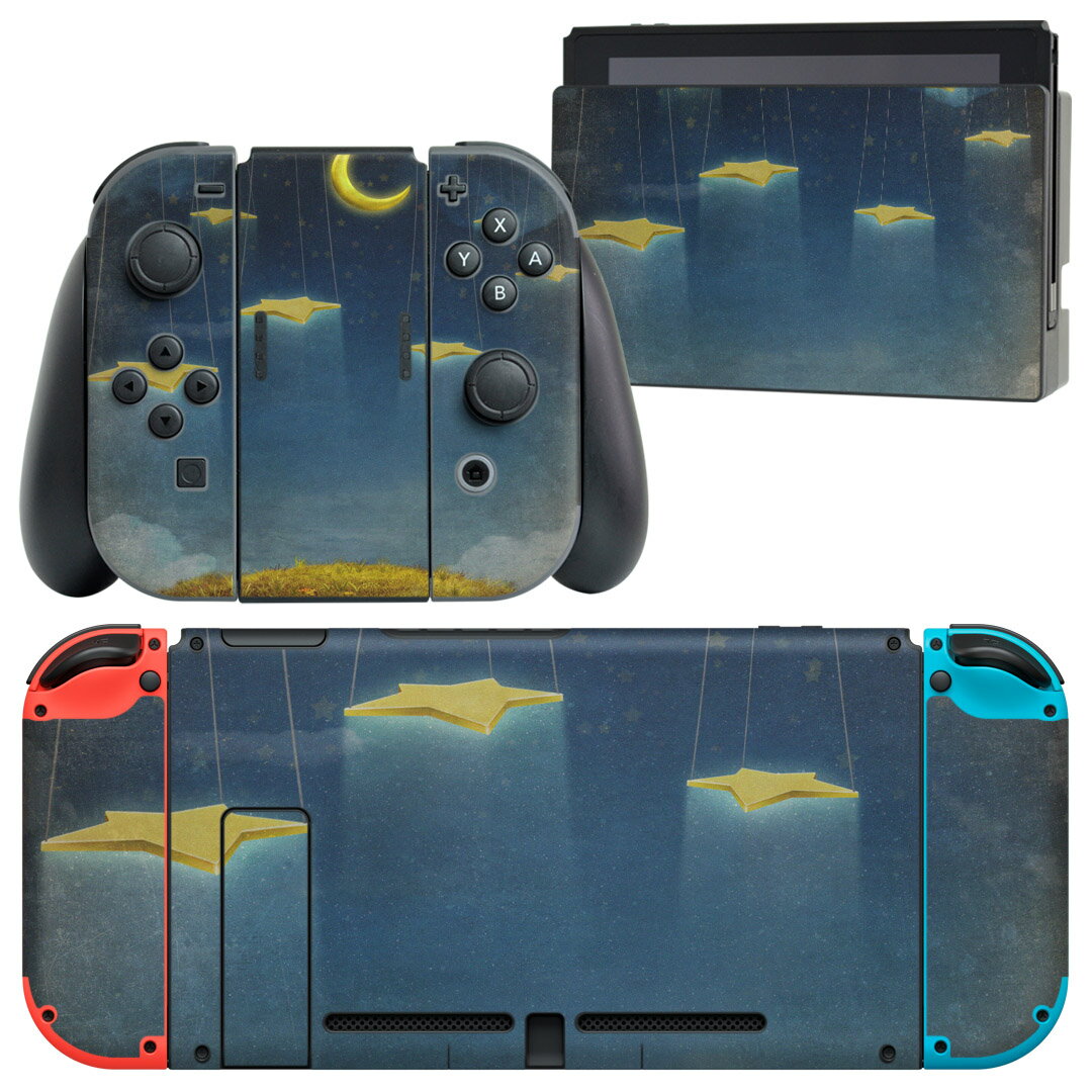 製品名 Nintendo Switch 本体裏面＆ドック正面＆ジョイコン専用 デザインスキンシール セット内容 Nintendo Switch 本体＆ドック＆ジョイコン用スキンシール（各1枚） ニンテンドースイッチ専用です。携帯機のSwitch LiteやProコンには対応していません。 商品特徴 再剥離性シートを素材に採用し、細かな位置調整がしやすく貼り直しが容易です。専用の業務プリンターを使い、商品画像と遜色のない美しい印刷仕上がり。 注意事項 画像はサンプルですので、ご覧の環境によっては多少色味に違いを感じる場合がございます。 イメージと違った、モニターと色味が異なるという理由での交換や返金はご対応出来かねます。スキンシールのみの販売で、ニンテンドースイッチ本体などは付属しません。シワができた場合、ドライヤーなどで軽く温め、外側に向けてシワを伸ばすように貼ってください。初回貼付時の位置調整や貼り直しは可能ですが、しっかりと押し付けて接着させた後の再剥離、再利用は保証しておりません。また接着部に油分や汚れが付着しますと角の部分は剥がれやすくなりますので、貼付時はあまり触れないようにご注意ください。無地のセミグロスシートにデザインをプリントした商品で、デコなどの加工はございません。 凹凸や光沢があるように見えたり布地や金属を素材にしたように見える商品もありますが、デザインの図版によるものです。印刷時に微妙な画像のズレが生じる場合がございます。ご注文後に1点1点制作する受注生産品の為、不良品以外のご返品や交換は固くお断りします。当店における繰り返しの実機テストでは問題ありませんでしたが、経過年数や使用環境により、シールを剥がす際に本体の塗装が一部剥がれる可能性があります。恐れ入りますが、万が一そのような状況になった場合でも当店ではゲーム機本体の保証は出来かねますので、予めご理解の上お求めください。 商品発送 完全受注生産のハンドメイド商品となりますので、既製品と比べて発送までお時間を頂いています。 基本的に決済確認後2?3営業日、最大で10営業日での発送となります。繁忙期や休業日明けの場合はさらに時間がかかる場合があります。 その際には別途メールにてご連絡致します。メール便の場合、発送日から到着までに2?4日ほどかかる場合が多く、紛失などの保障もご対応できかねます。あらかじめご了承下さい。