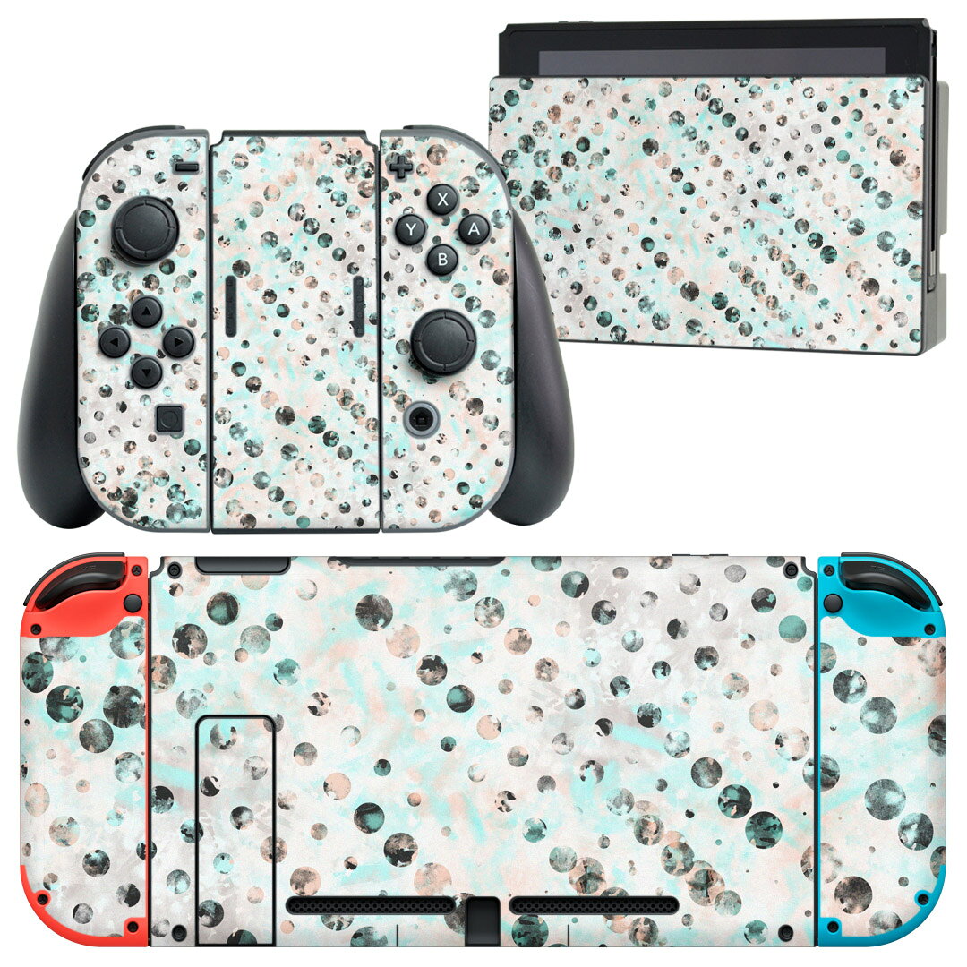 igsticker Nintendo Switch 用 デザインスキンシール 任天堂 ニンテンドー スイッチ 専用 本体ドック Joy-Con Joycon ジョイコン 専用 ゲーム機 カバー アクセサリー フィルム ステッカー 012198 ドット　水玉　シンプル