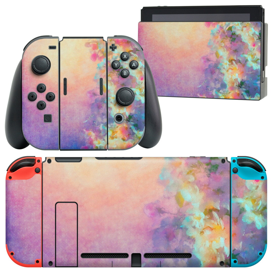 製品名 Nintendo Switch 本体裏面＆ドック正面＆ジョイコン専用 デザインスキンシール セット内容 Nintendo Switch 本体＆ドック＆ジョイコン用スキンシール（各1枚） ニンテンドースイッチ専用です。携帯機のSwitch LiteやProコンには対応していません。 商品特徴 再剥離性シートを素材に採用し、細かな位置調整がしやすく貼り直しが容易です。専用の業務プリンターを使い、商品画像と遜色のない美しい印刷仕上がり。 注意事項 画像はサンプルですので、ご覧の環境によっては多少色味に違いを感じる場合がございます。 イメージと違った、モニターと色味が異なるという理由での交換や返金はご対応出来かねます。スキンシールのみの販売で、ニンテンドースイッチ本体などは付属しません。シワができた場合、ドライヤーなどで軽く温め、外側に向けてシワを伸ばすように貼ってください。初回貼付時の位置調整や貼り直しは可能ですが、しっかりと押し付けて接着させた後の再剥離、再利用は保証しておりません。また接着部に油分や汚れが付着しますと角の部分は剥がれやすくなりますので、貼付時はあまり触れないようにご注意ください。無地のセミグロスシートにデザインをプリントした商品で、デコなどの加工はございません。 凹凸や光沢があるように見えたり布地や金属を素材にしたように見える商品もありますが、デザインの図版によるものです。印刷時に微妙な画像のズレが生じる場合がございます。ご注文後に1点1点制作する受注生産品の為、不良品以外のご返品や交換は固くお断りします。当店における繰り返しの実機テストでは問題ありませんでしたが、経過年数や使用環境により、シールを剥がす際に本体の塗装が一部剥がれる可能性があります。恐れ入りますが、万が一そのような状況になった場合でも当店ではゲーム機本体の保証は出来かねますので、予めご理解の上お求めください。 商品発送 完全受注生産のハンドメイド商品となりますので、既製品と比べて発送までお時間を頂いています。 基本的に決済確認後2?3営業日、最大で10営業日での発送となります。繁忙期や休業日明けの場合はさらに時間がかかる場合があります。 その際には別途メールにてご連絡致します。メール便の場合、発送日から到着までに2?4日ほどかかる場合が多く、紛失などの保障もご対応できかねます。あらかじめご了承下さい。