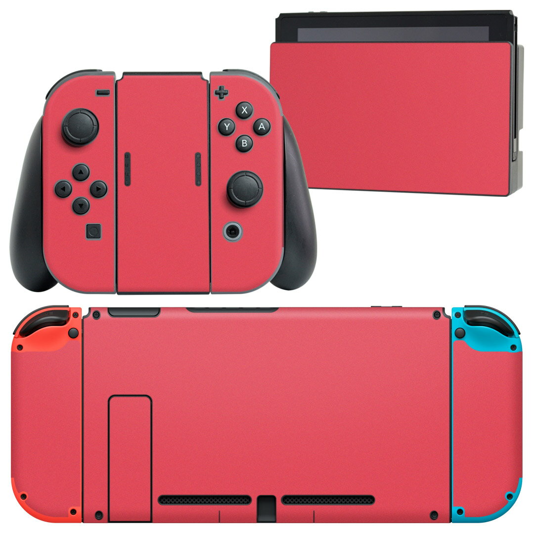 igsticker Nintendo Switch 用 デザインスキンシール 任天堂 ニンテンドー スイッチ 専用 本体ドック Joy-Con Joycon ジョイコン 専用 ゲーム機 カバー アクセサリー フィルム ステッカー 012233 ピンク 単色 シンプル
