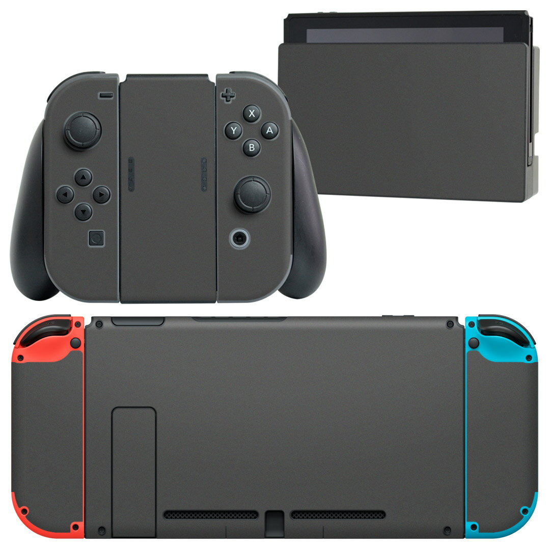 igsticker Nintendo Switch 用 デザインスキンシール 任天堂 ニンテンドー スイッチ 専用 本体ドック Joy-Con Joycon ジョイコン 専用 ゲーム機 カバー アクセサリー フィルム ステッカー 012247 グレー　単色　シンプル