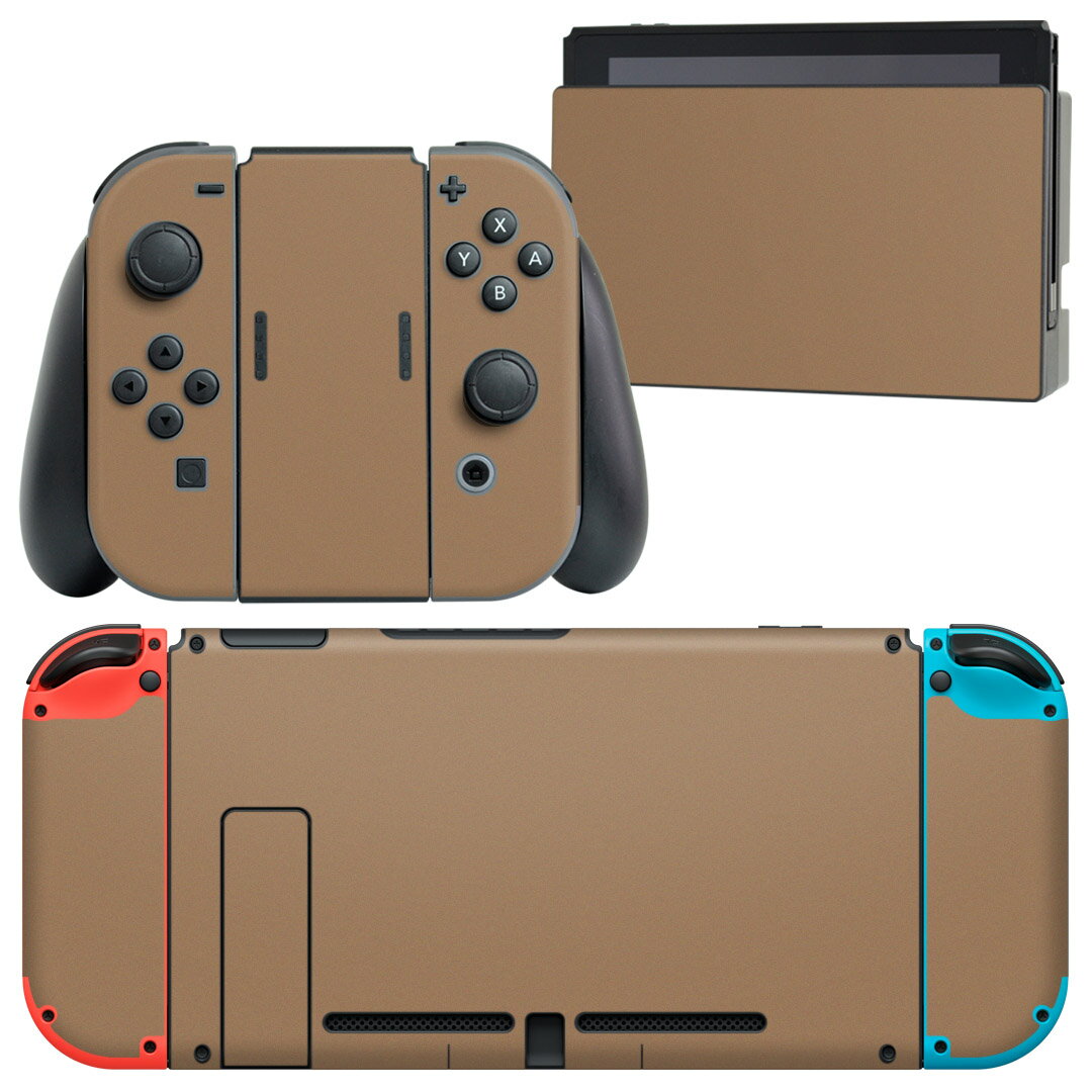 乐天商城 - igsticker Nintendo Switch 用 デザインスキンシール 任天堂 ニンテンドー スイッチ 専用 本体ドック Joy-Con Joycon ジョイコン 専用 ゲーム機 カバー アクセサリー フィルム ステッカー 012250 茶色　単色　シンプル
