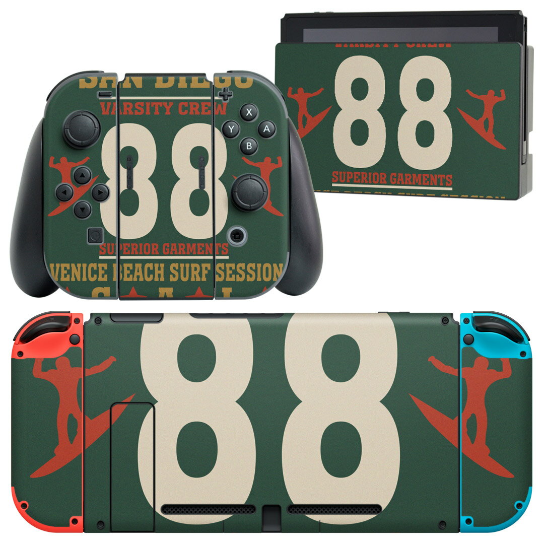 igsticker Nintendo Switch 用 デザインスキンシール 任天堂 ニンテンドー スイッチ 専用 本体ドック Joy-Con Joycon ジョイコン 専用 ゲーム機 カバー アクセサリー フィルム ステッカー 012254 英語　ロゴ　数字