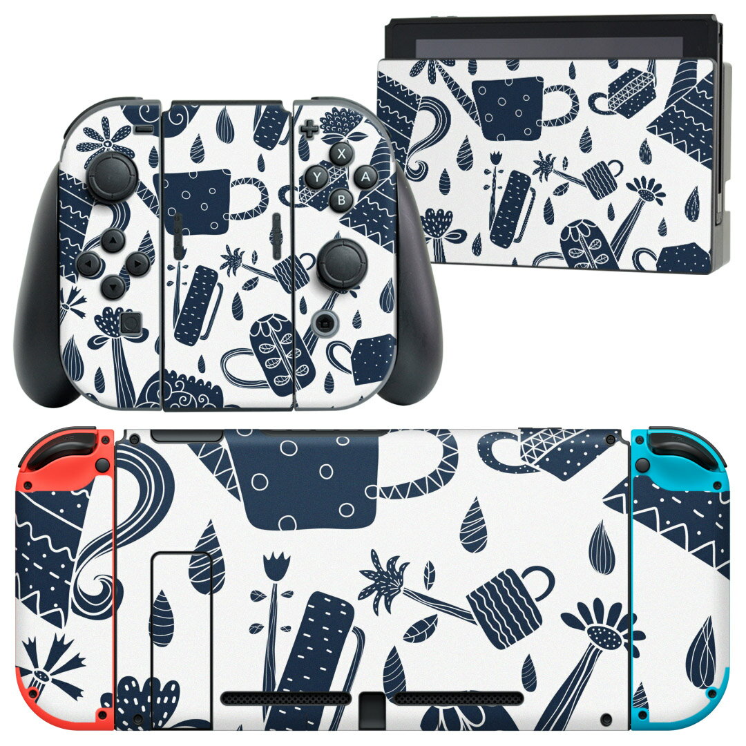 igsticker Nintendo Switch 用 デザインスキンシール 任天堂 ニンテンドー スイッチ 専用 本体ドック Joy-Con Joycon ジョイコン 専用 ゲーム機 カバー アクセサリー フィルム ステッカー 012259 花 植物 柄