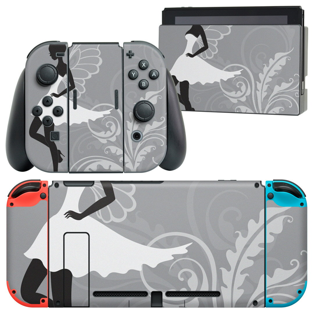 igsticker Nintendo Switch 用 デザインスキンシール 任天堂 ニンテンドー スイッチ 専用 本体ドック Joy-Con Joycon ジョイコン 専用 ゲーム機 カバー アクセサリー フィルム ステッカー 012269 女性　妖精　イラスト